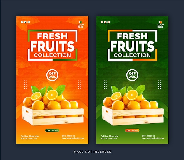 Fresh Fruits Collection Instagram Story Banner Social Media Post Template