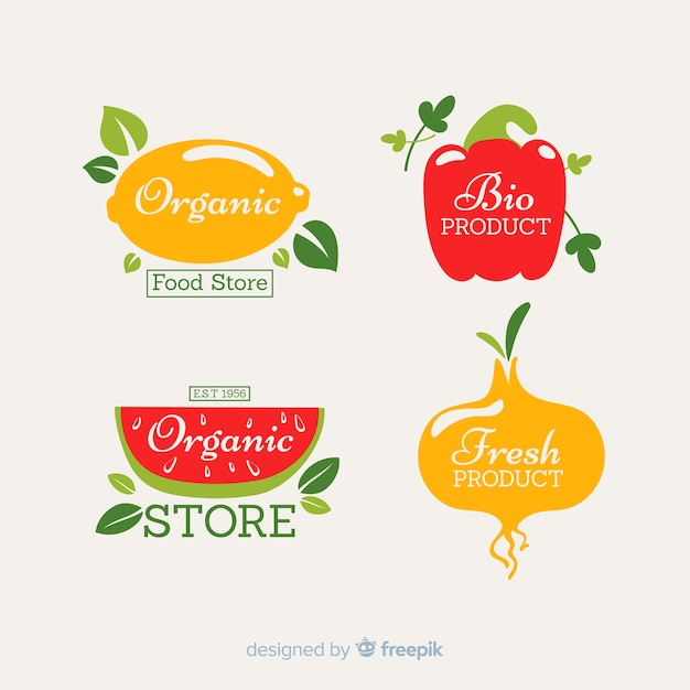 Fresh fruits and vegetables label set