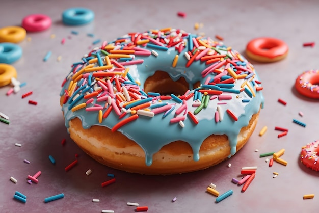 Vector fresh glazed donut with colorful sprinkles