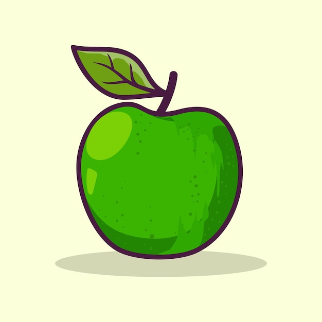 Fresh Green apple fruit cartoon icon illustration