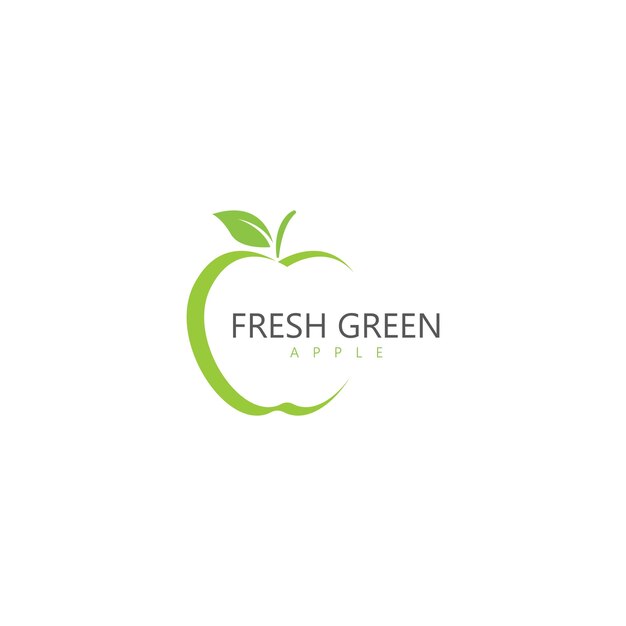 fresh green apple logo healthy food vector icon