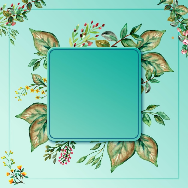 Fresh green floral frame background