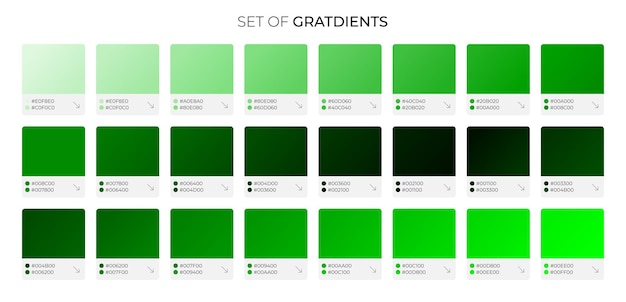 Vector fresh green gradient set for nature designs