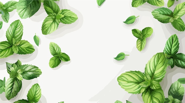 Vector fresh green mint on white background vector illustration