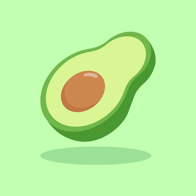 Fresh half avocado isolated on white background Organic food Cartoon style Vector illustration for design