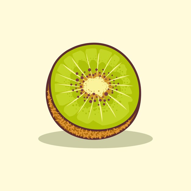 Fresh halved kiwi fruit hand drawn cartoon illustration