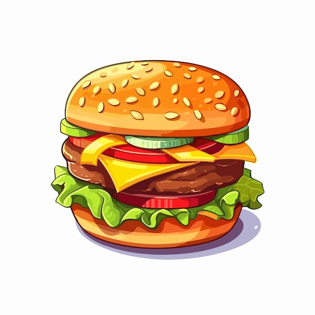 fresh hamburger fast food with beef and cheese fast food menu Illustration