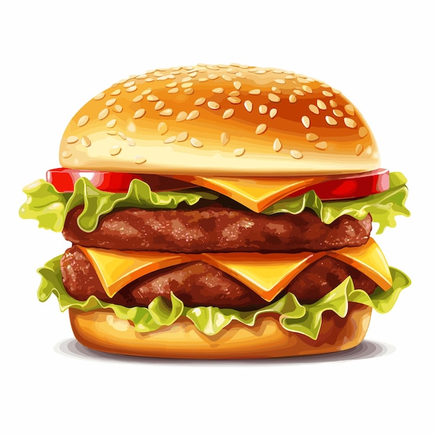 fresh hamburger fast food with beef and cheese fast food menu Illustration