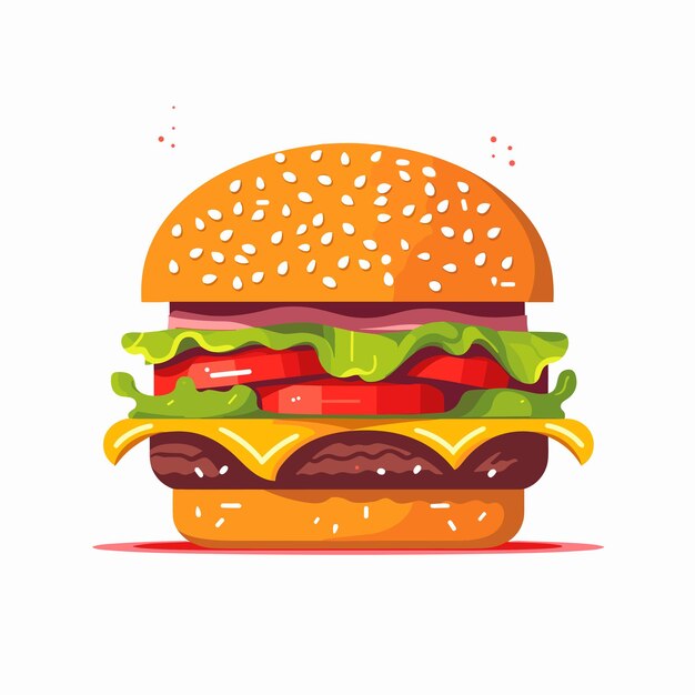 fresh hamburger fast food with beef and cheese fast food menu Illustration