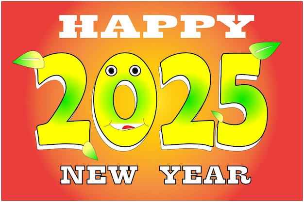 Vector fresh happy new year 2025 typography design