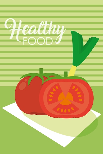 Vector fresh and healthy vegetables on tablecloth 