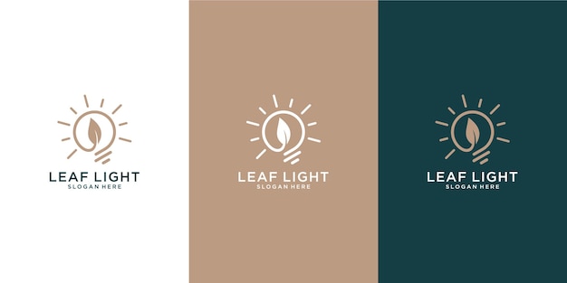 Fresh idea logo in simple and modern style with light bulb and leaf shape