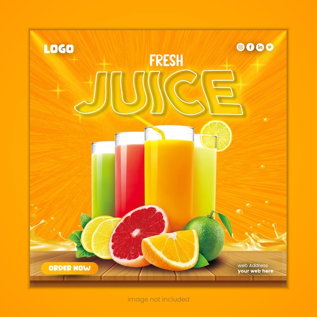 Fresh juice social media banner design