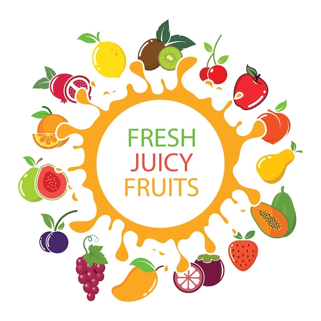 Fresh juicy fruits vector illustration design template