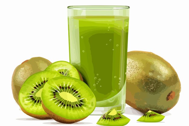 Fresh Kiwi Juice Clipart Isolated on White Background for Designers and Projects