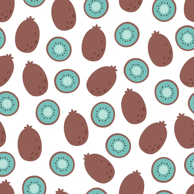 Fresh kiwi seamless pattern. Exotic and tropical fruit seamless pattern. Healthy food.