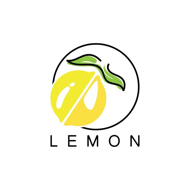 Fresh lemon fruit logo with leaves illustration template Logo for lemon juicelemon gardenvector