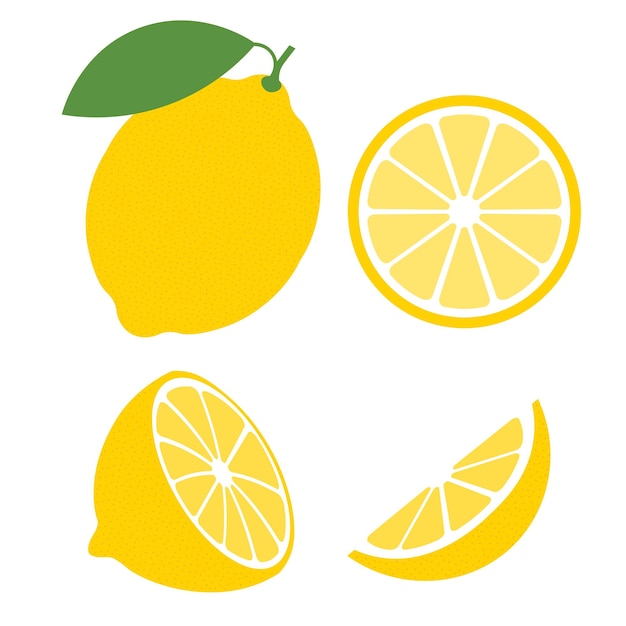 Fresh lemon fruits collection of vector illustrations