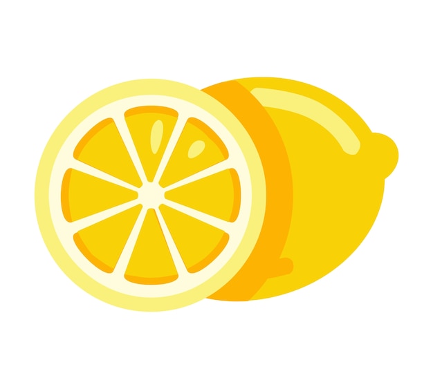 fresh lemon with slice in flat style vector illustration