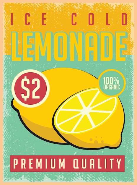 Fresh lemonade advertisment retro promo poster vector design