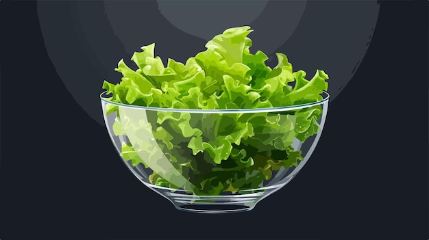 Vector fresh lettuce in glass bowl on dark background healthy and vibrant food concept