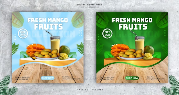 Fresh Mango Fruits Instagram Banner Ad Concept Social Media Post Template