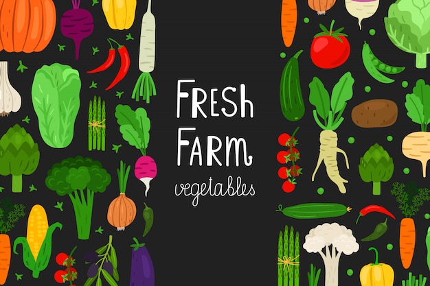 Fresh menu, vegetables   template. Vegan food background