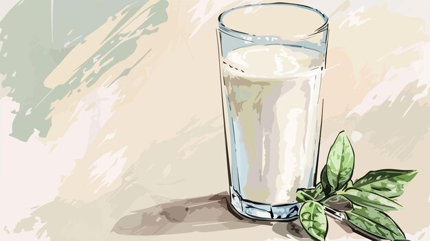 Vector fresh milk in glass on color background illustration