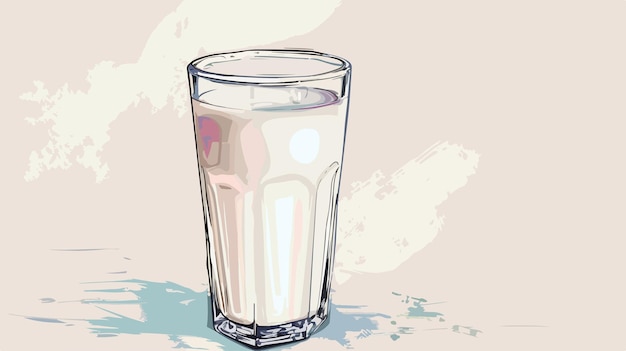 Vector fresh milk in glass on color background illustration