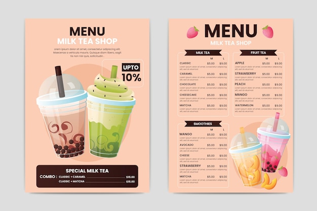 Fresh milk tea illustration menu