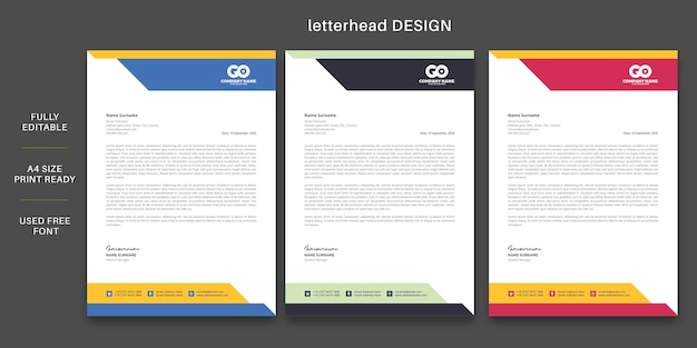 Fresh Modern business letterhead template design layout with graphic printready background