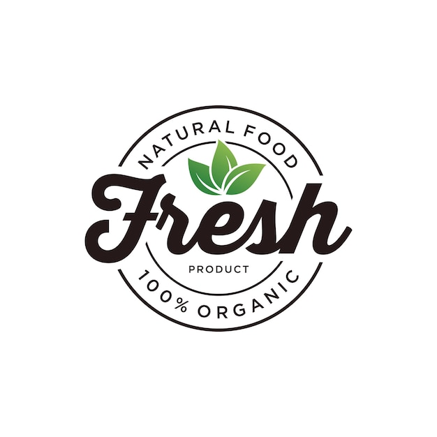 Fresh Organic Food Nature Label Sticker logo design