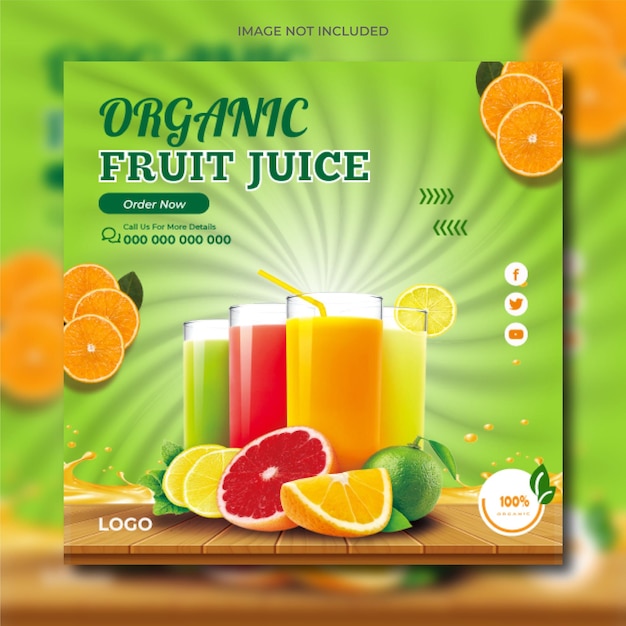 Fresh and organic summer fruit juice food social media post