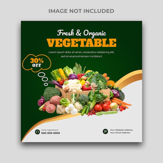 Fresh organic vegetable delivery social media or Instagram post template