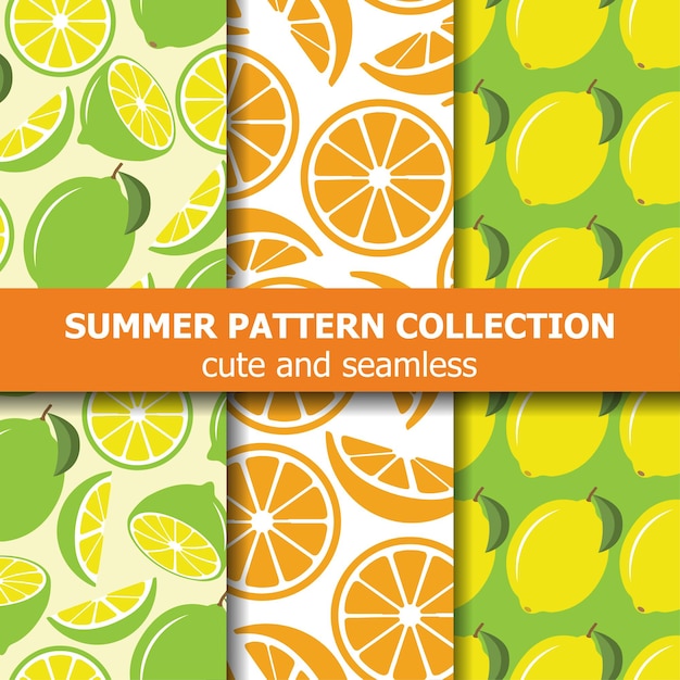 Fresh pattern collection with lemons and oranges.