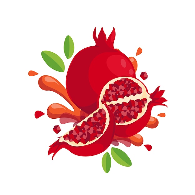 Fresh Pomegranate fruit isolated in flat design