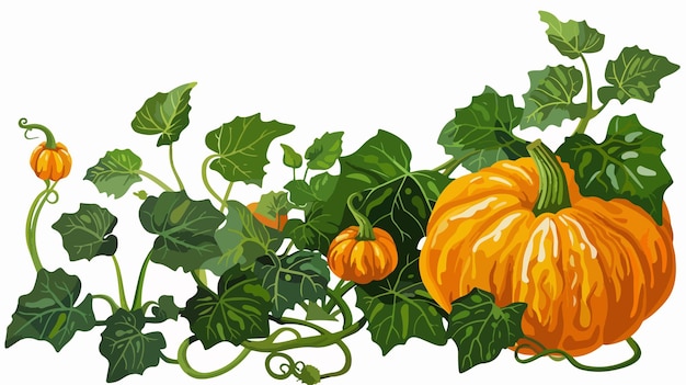 Fresh Pumpkin Plant Isolated on White Background