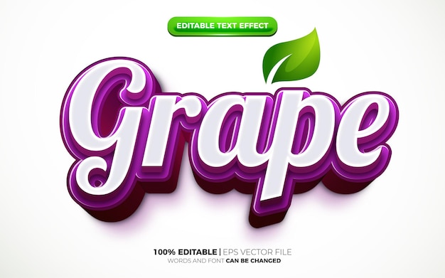 Fresh purple grape nature 3d logo template editable text effect style