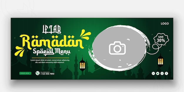 Fresh Ramadan food advertising post design banner template