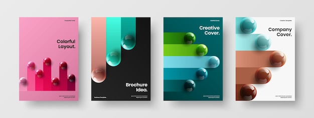 Fresh realistic balls booklet concept composition