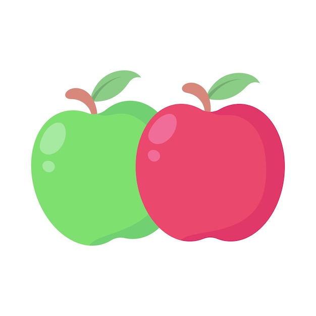 Fresh red and green apple cartoon vector Simple flat design apple fruit Vegetarian and ecology food Healthy food Sweet apple Tropical fruits