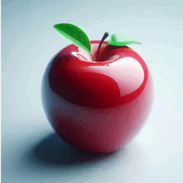 Vector fresh red realistic apple isolated on flat background