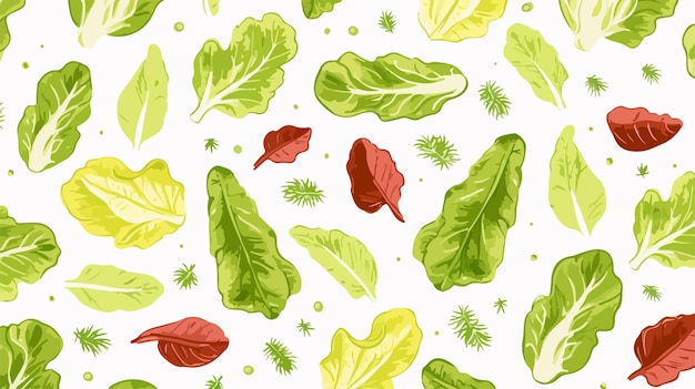 Vector fresh salad vegetable leaves seamless pattern for cooking