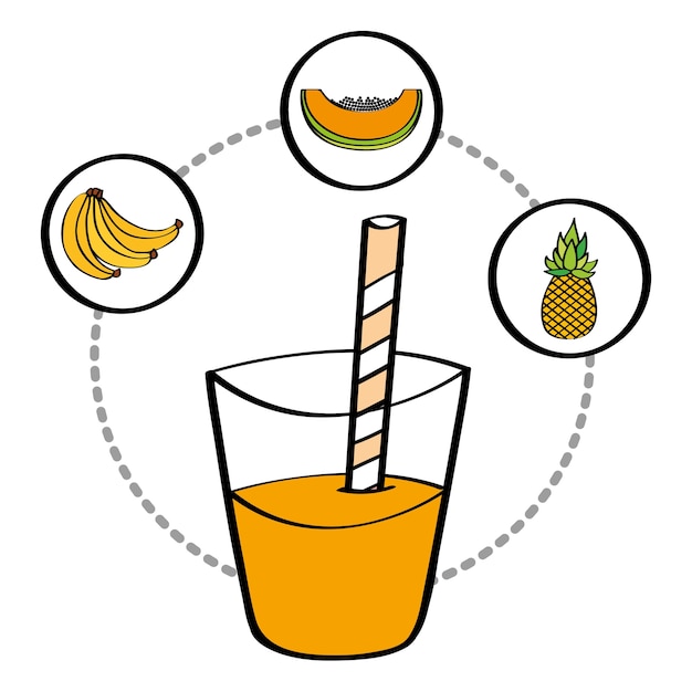 Fresh smoothie juice drink fruit banana pineapple papaya