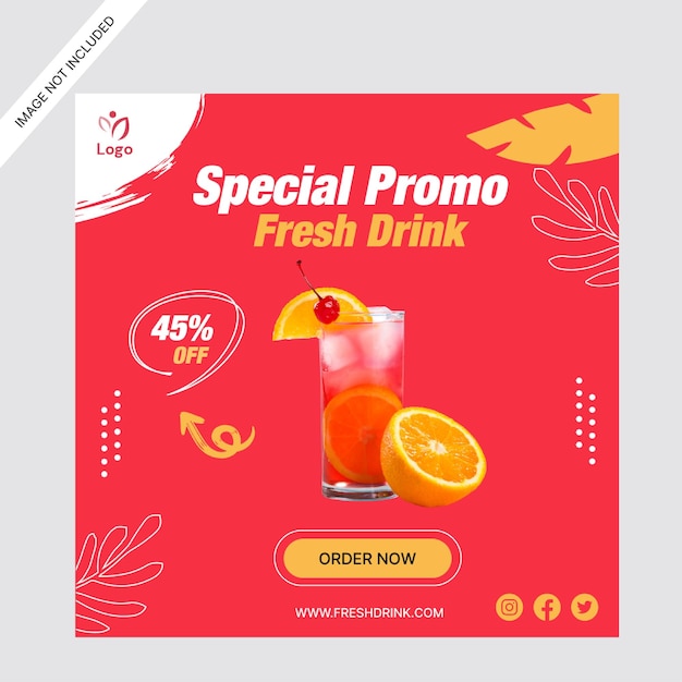 Fresh soda drink social media promotion instagram post design template