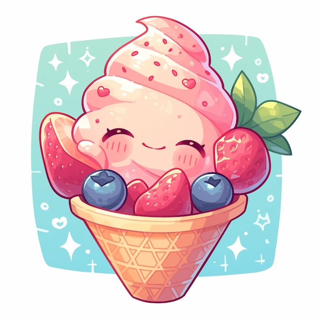 Fresh Strawberry Ice Cream with Berry Compote