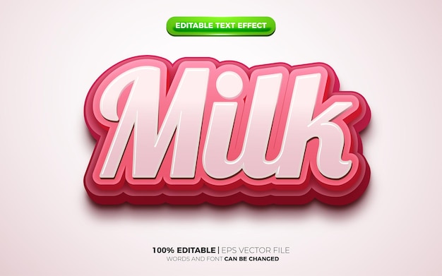 Fresh strawberry milk nature 3d logo template editable text effect style