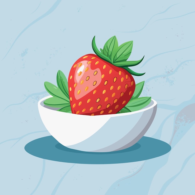 fresh strawberry in white dish on marble background