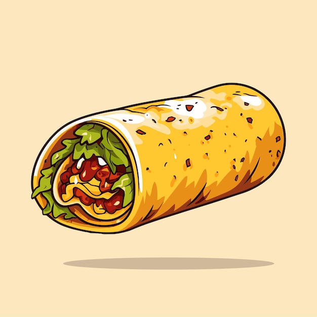 fresh tasty burrito Vector doodle style cartoon illustration