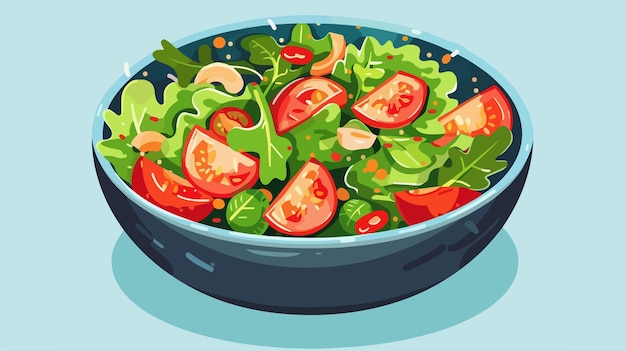 Vector fresh tasty salad in bowl closeup vector style